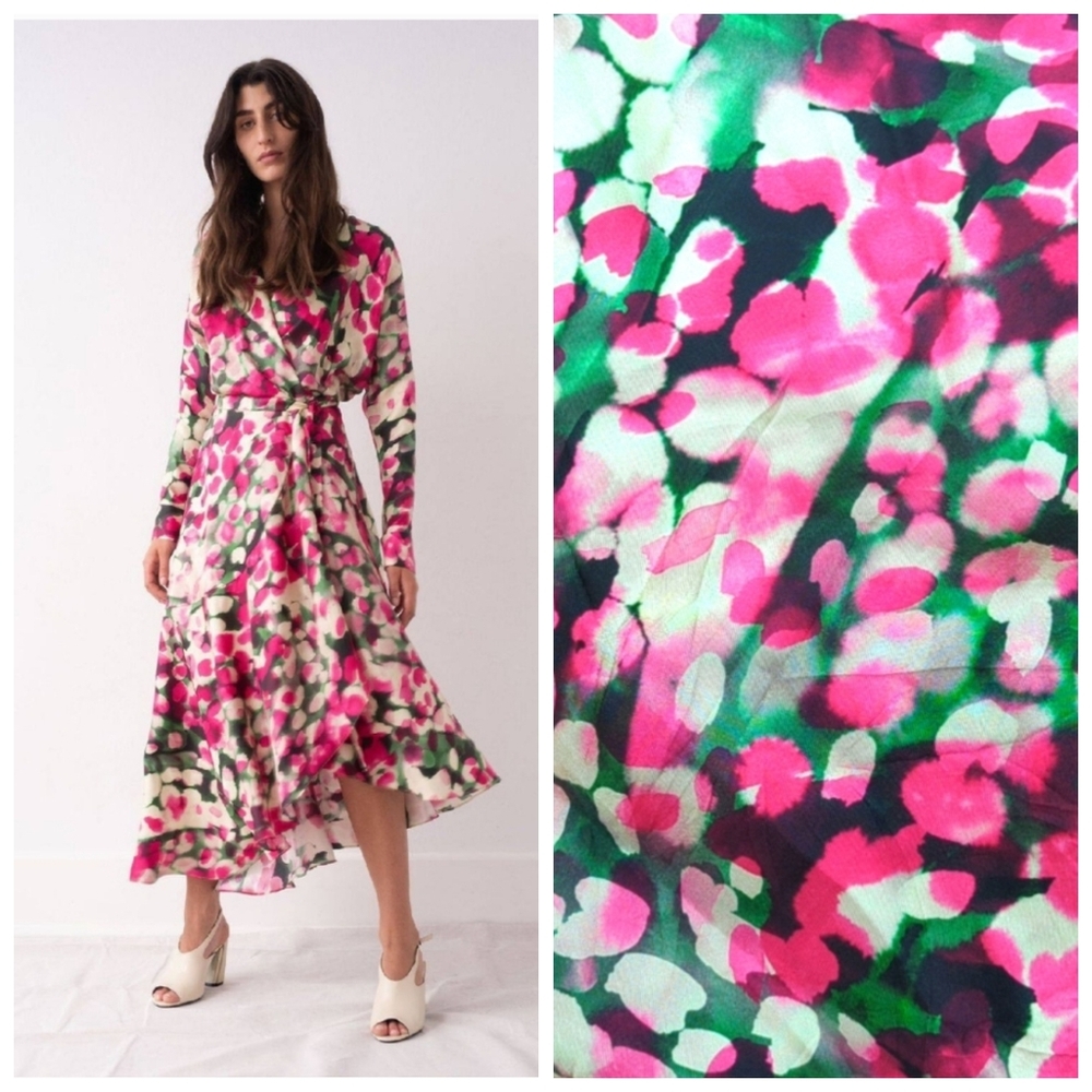 100% Silk Ginger & Smart Floral Wrap Dress XL